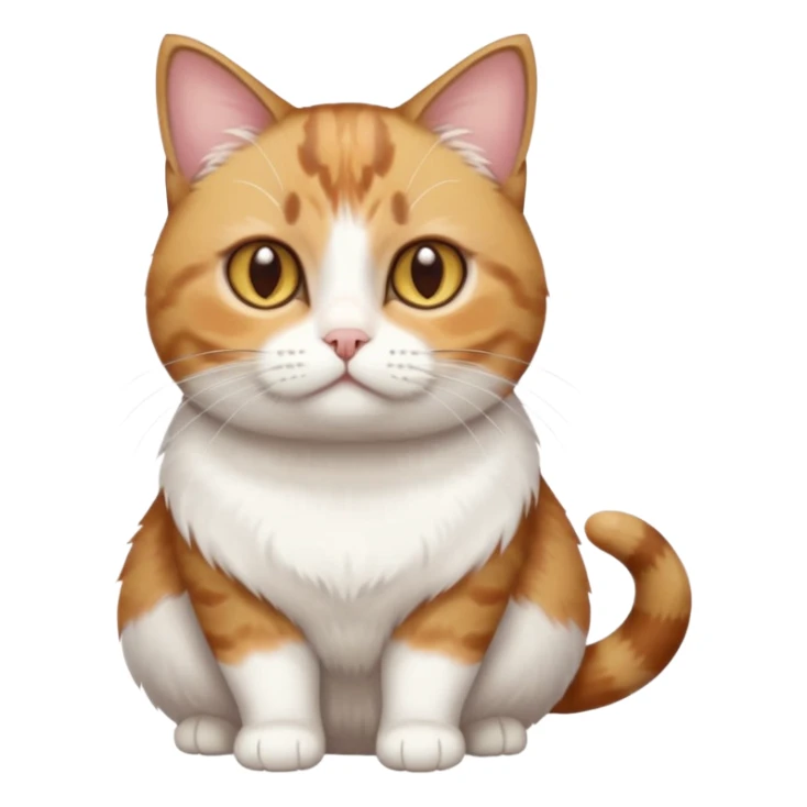 full body torbie and white cat with small head, hazel eyes, and short but chubby body sticker