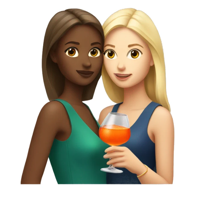 Two girls one blonde and one brown hair drinking aperol sticker