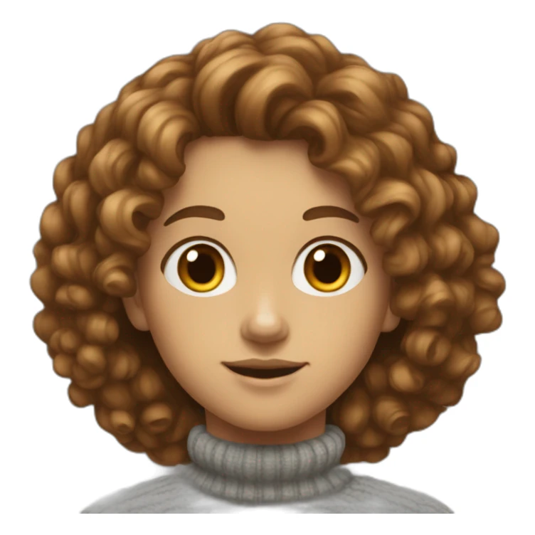 A white student with brown curly hair, turtleneck sweater sticker