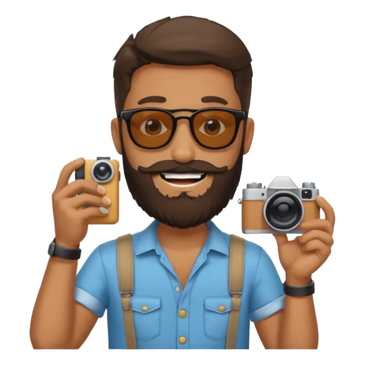 bearded fotographer with summer clothes and sun glasses sticker
