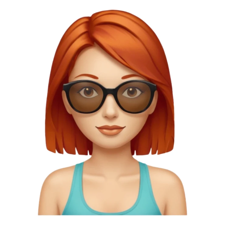 
female red haired suncream and sunglasses sticker