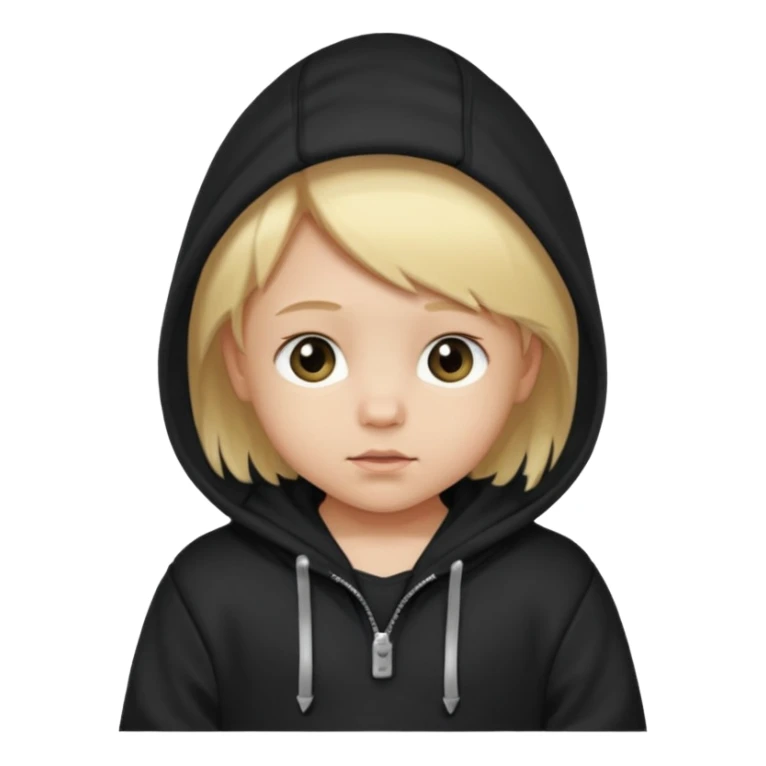 baby with blonde hair and black hoodie sticker