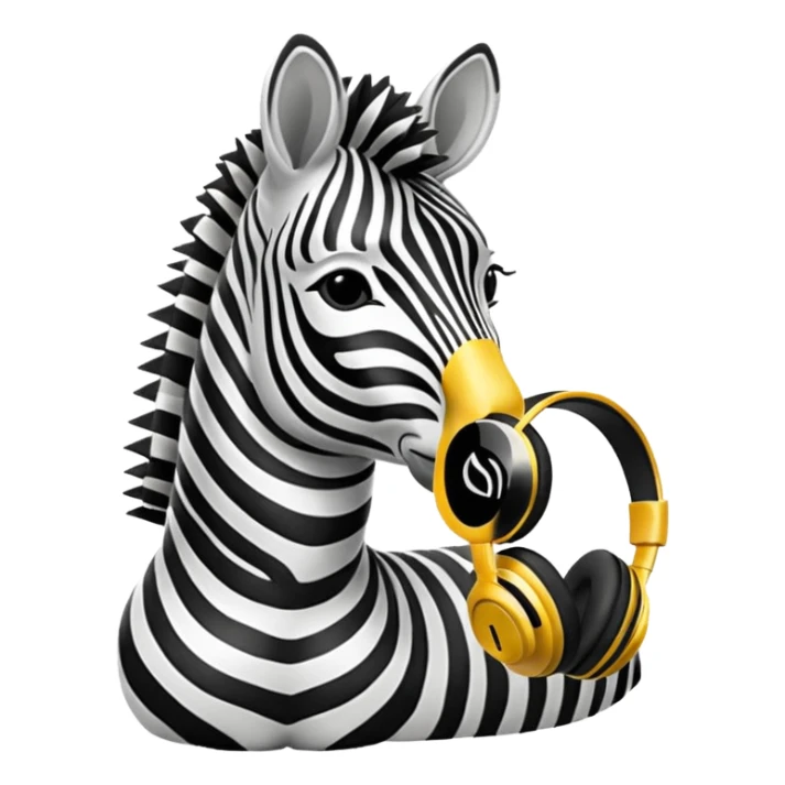 A zebra listening to music sticker