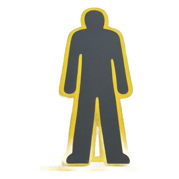 Yellow Chalk outline of man on street sticker