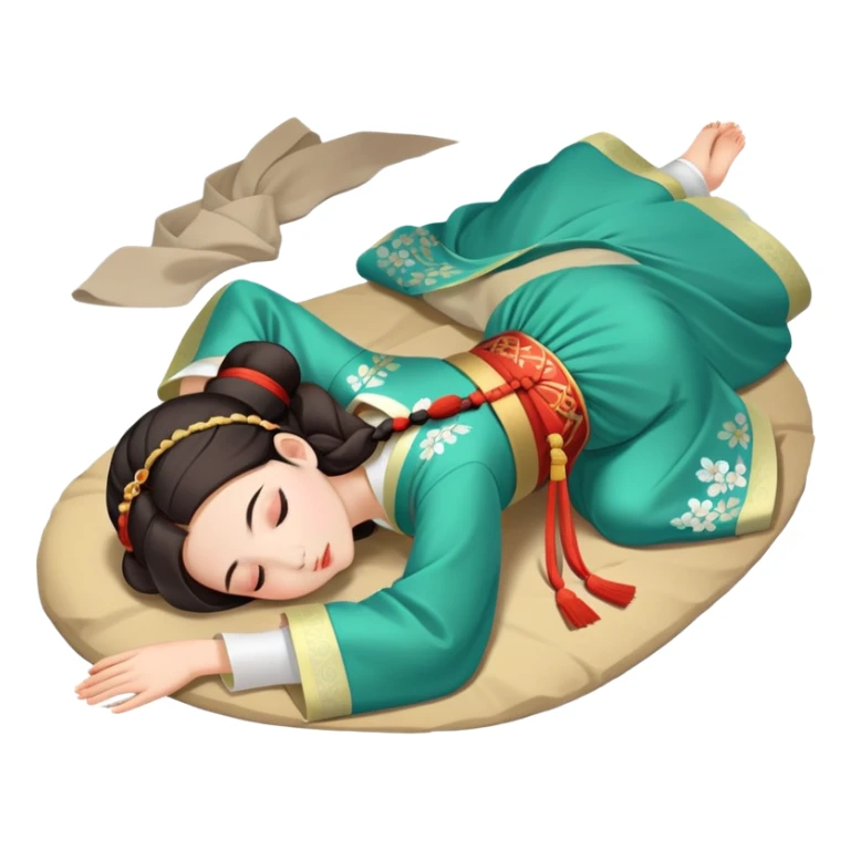 Beautiful girl in Hanfu lying on the ground sleeping sticker