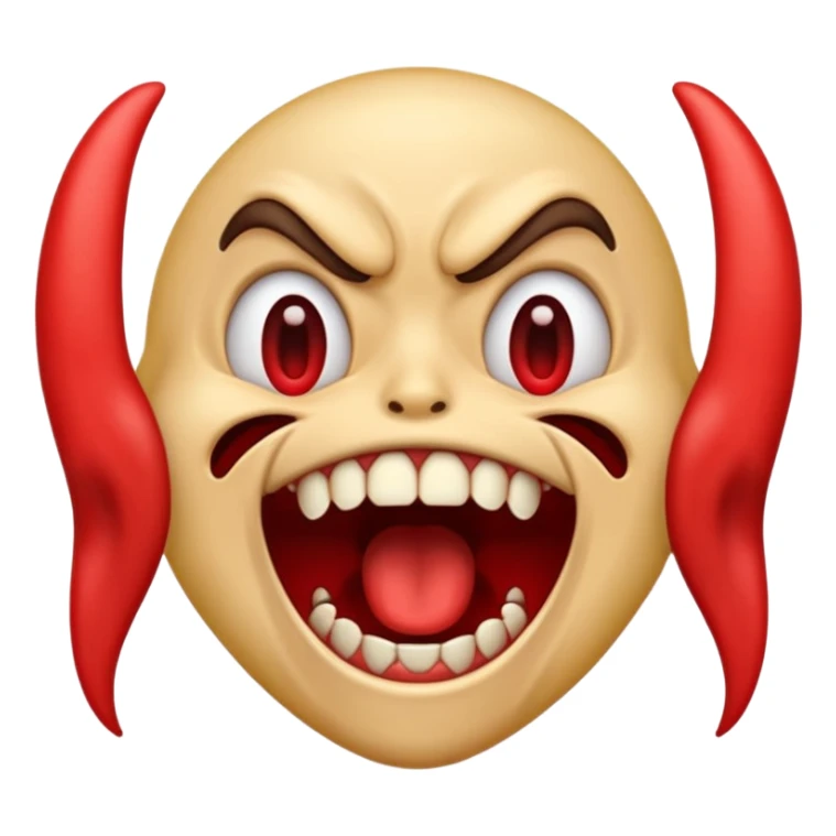 Scary emoji with big mouth screaming  sticker