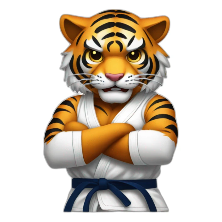 Tiger with evil face   jiu jitsu with his arms crossed sticker