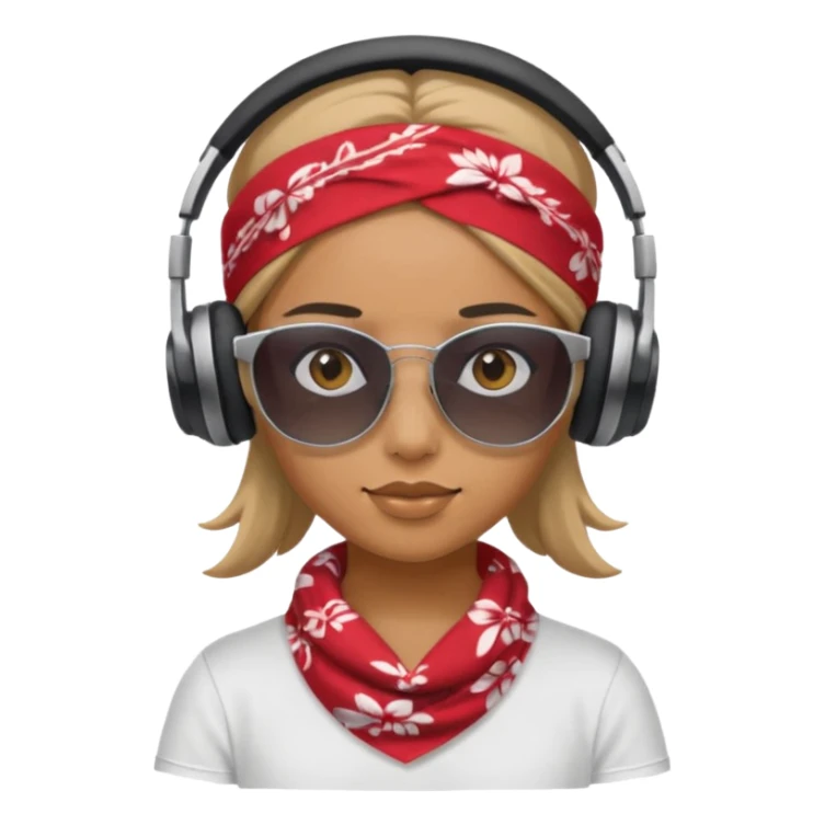 girl with shades, headphones and bandana sticker