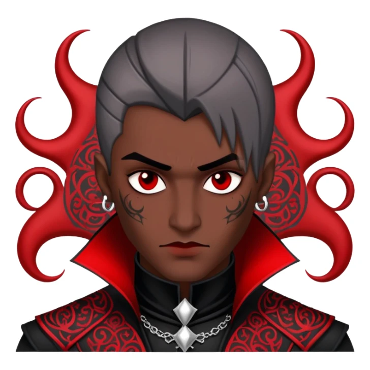 Dark evil Badass emo Goth red and white and black and silver villain, handsome, attractive, intricate patterns  sticker