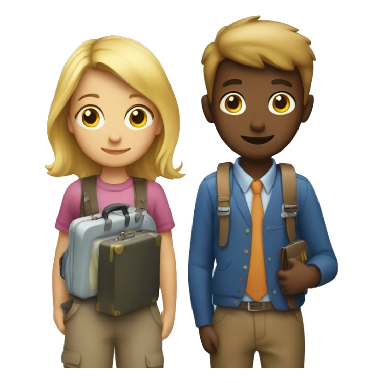 Make and emoji of a kid holding a suitcase  sticker