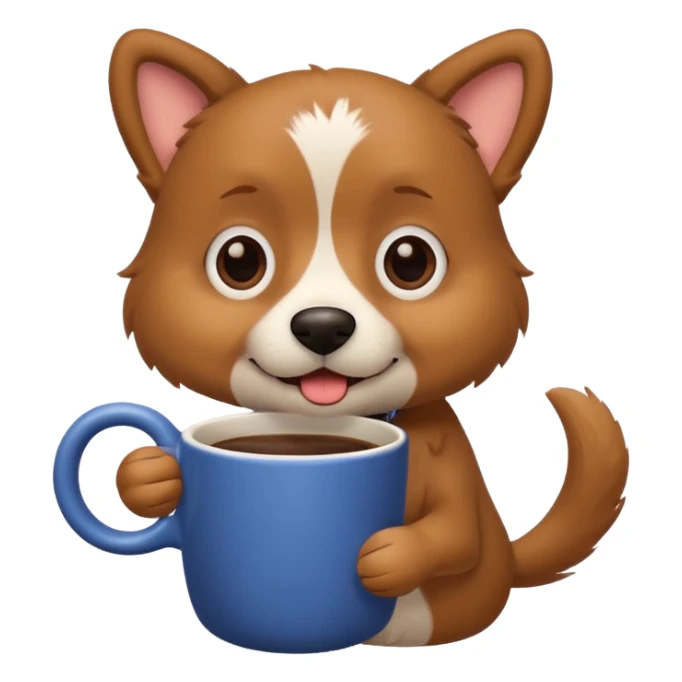 Dog with a cup of coffee sticker