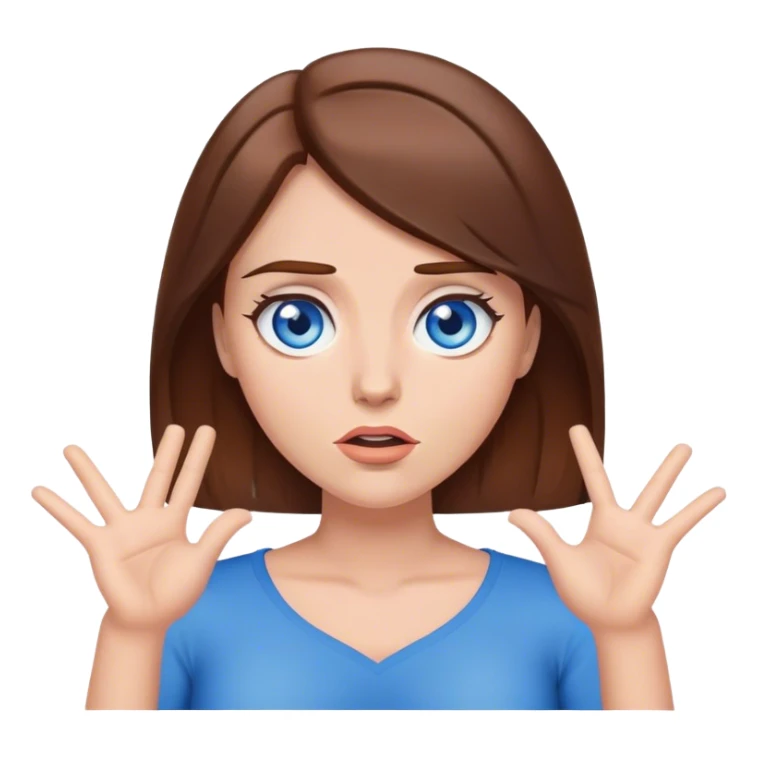 mulher de cabelo castanho e pele clara, e olhos azuis, dando de ombros sticker