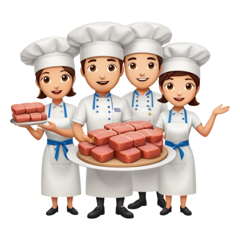 spam artists welcoming guests at a spam meat exhibition  sticker