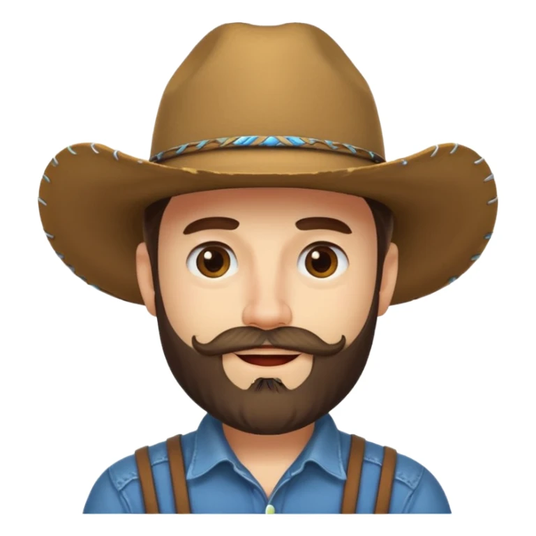 Winking face with a beard wearing a cowboy hat sticker