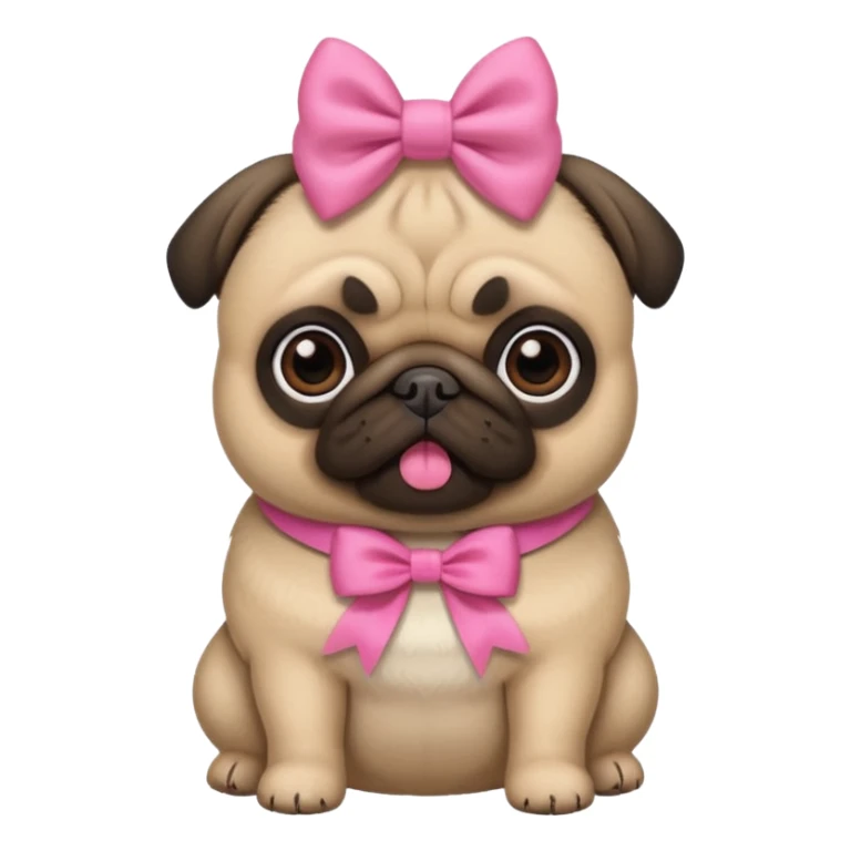 Pug fofo com láço rosa sticker