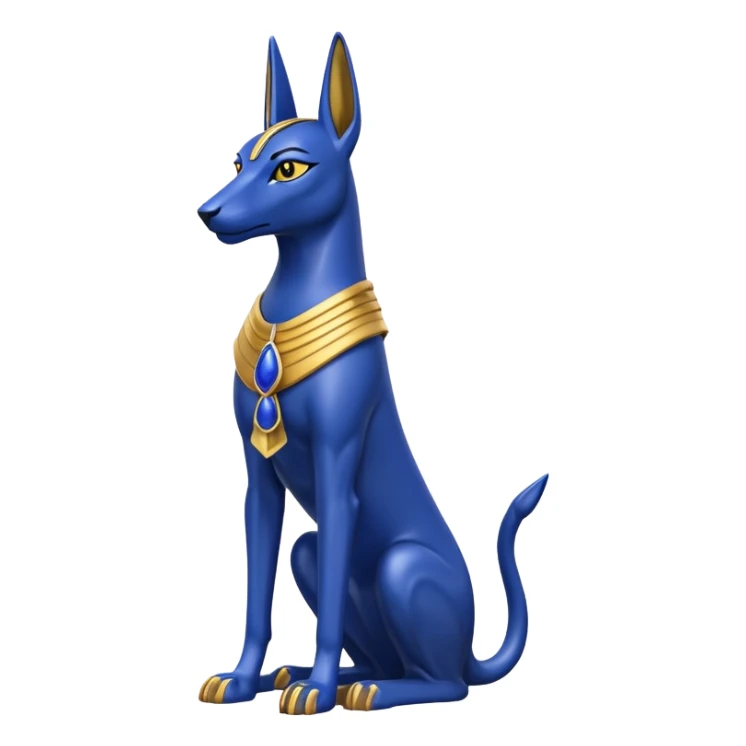 Proud Black, gold, and details of lapis anubis statue posed  sticker