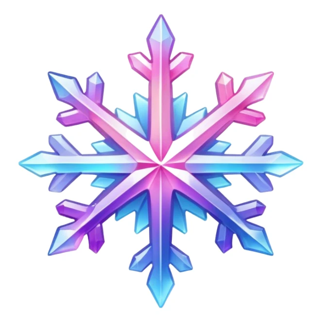 Gradient iridescent Pastel rainbow Pink violet blue crystal star snowflake  sticker