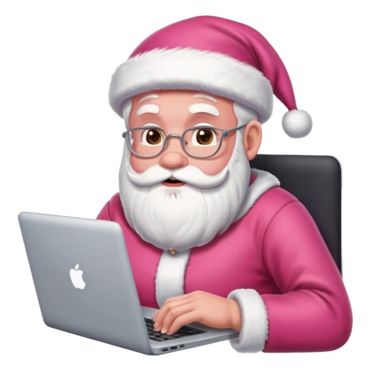 santa god with laptop, pink sticker