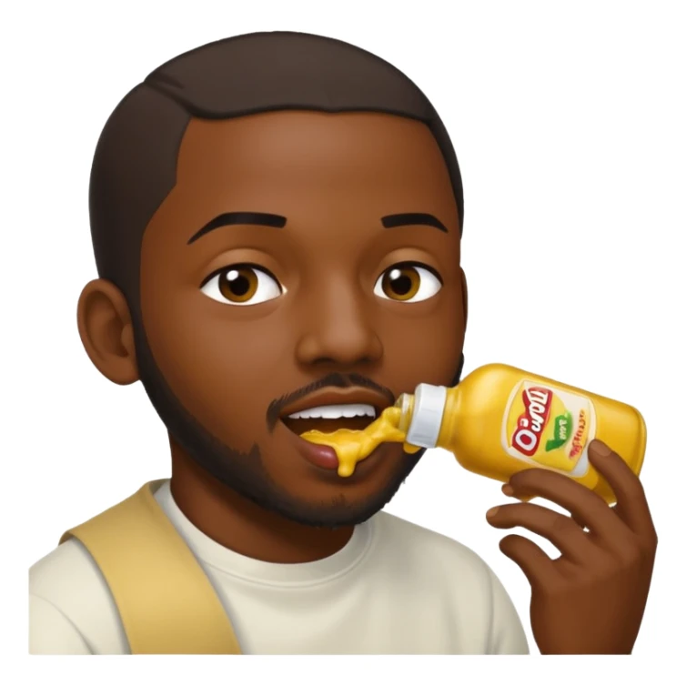 Kendrick Lamar squeezing a bottle of mustard into Drakes mouth sticker