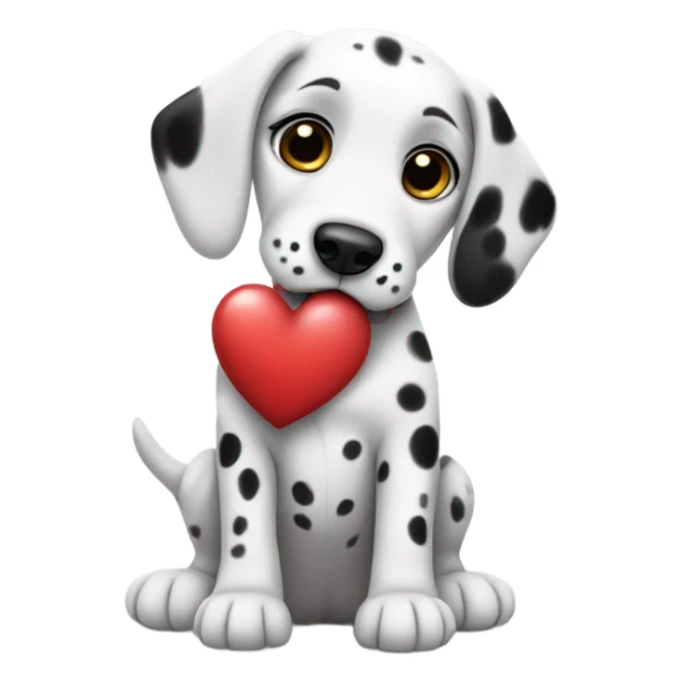 Dalmatian puppy holding a heart in its paws sticker