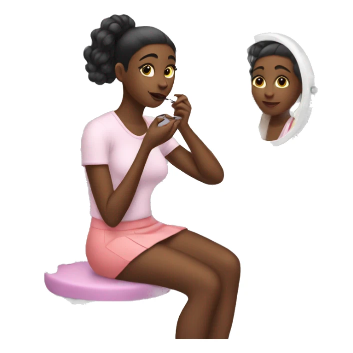 girl sitting and doing her makeup on vanity  sticker