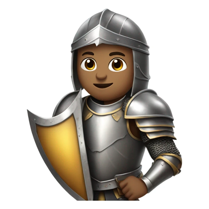boy in knight's dress ready for tournament with lance and shield sticker