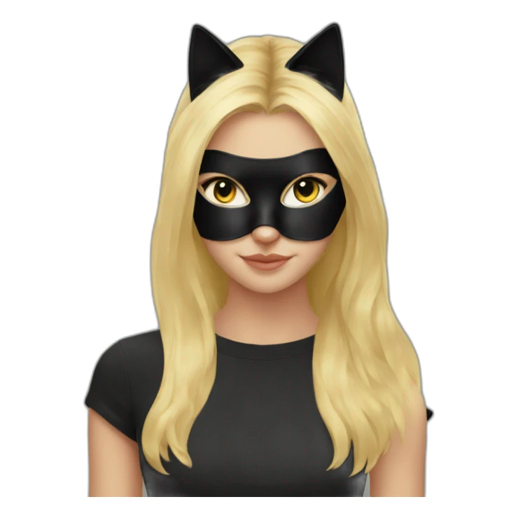 Black cat mask on girl with blond hair sticker