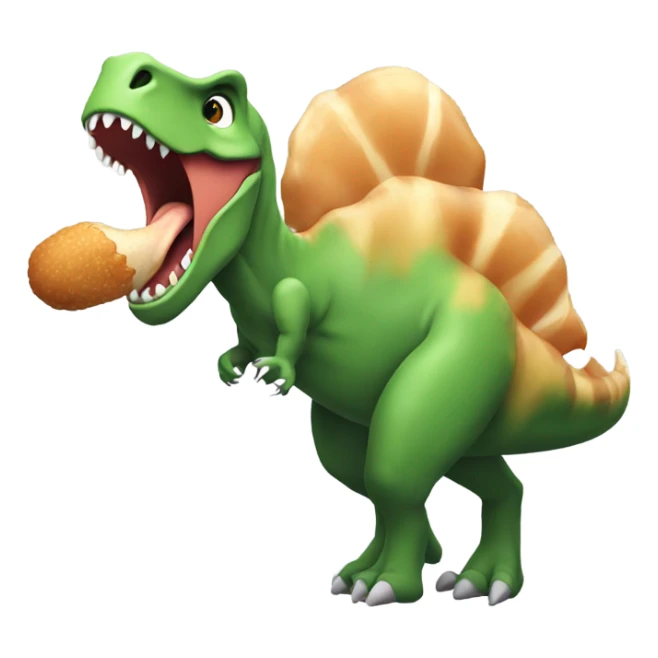 Dinosaur with blonde hair eating chicken leg  sticker