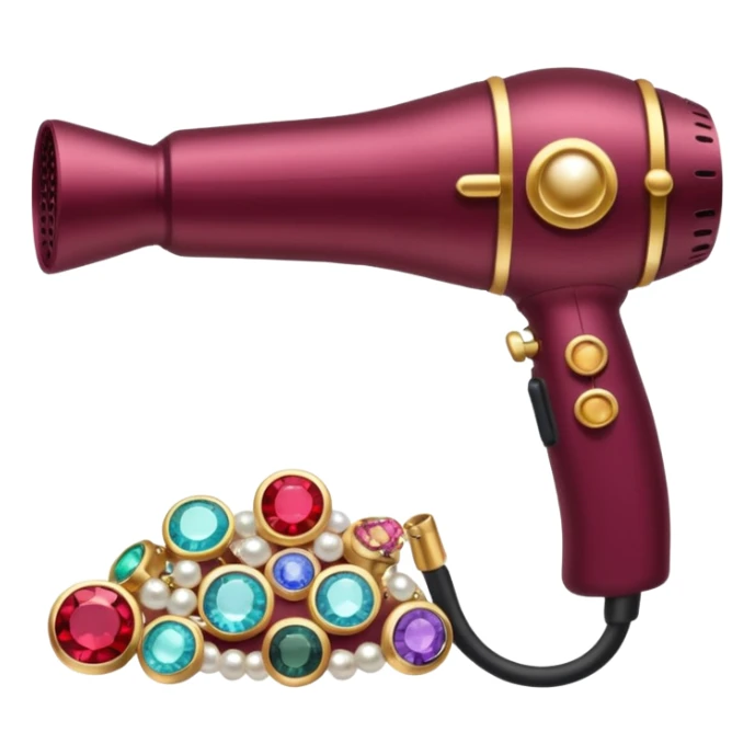 burgundy blow dryer covered in jewelry sticker