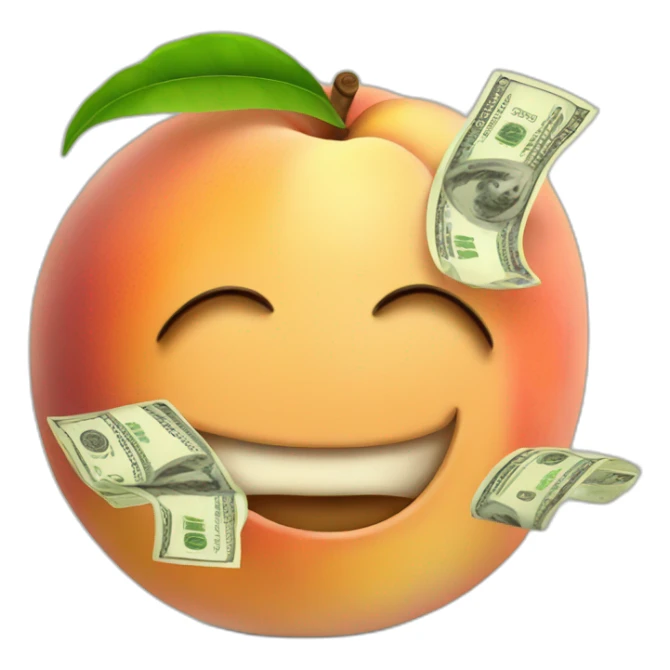 peach fruit with lot of money sticker