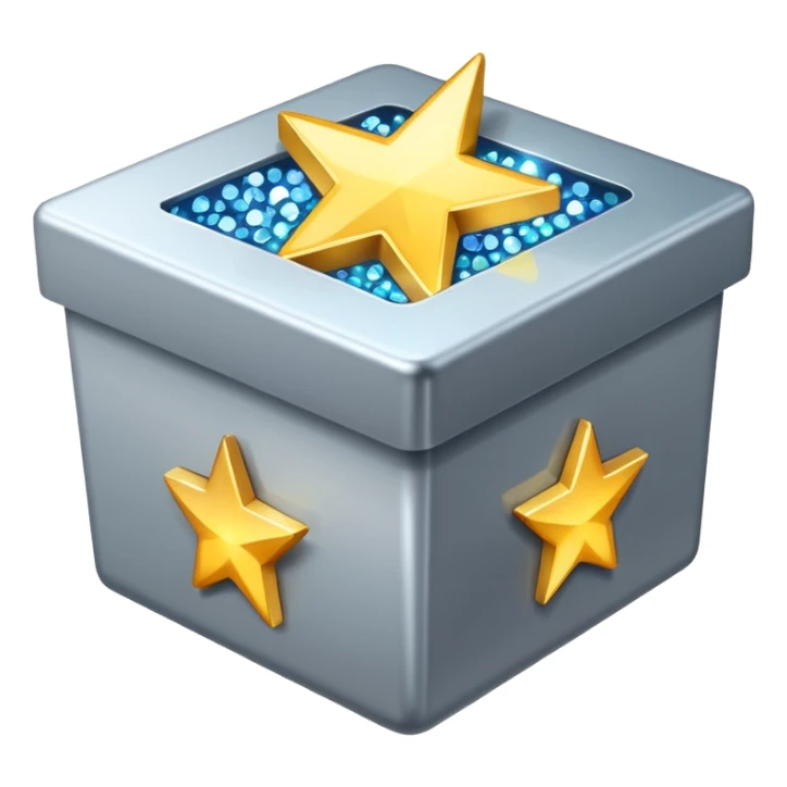 emoji of open box with sparkles inside sticker