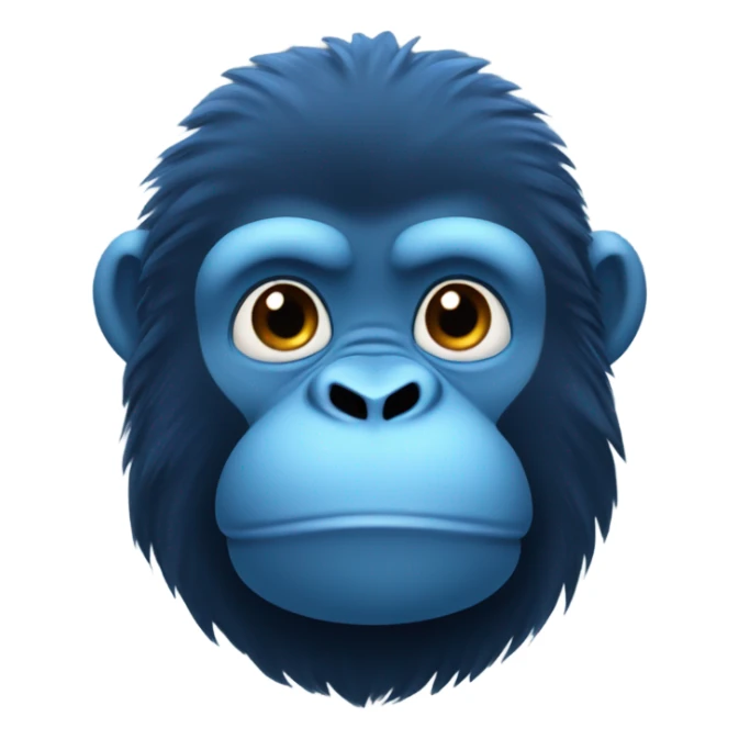 Create an emoji of a cute stuffed gorilla that has dark blue fur and light blue skin. Super cute and very very chubby  sticker