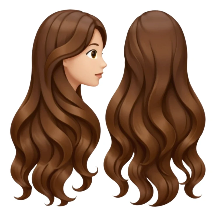 back view of long brown hair sticker