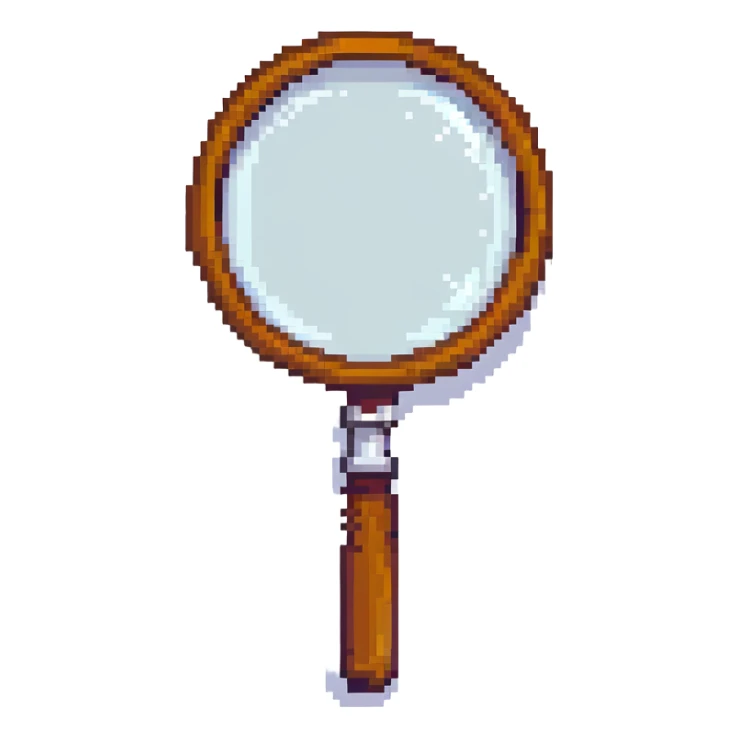 pixel art style magnifying glass, search emoji sticker