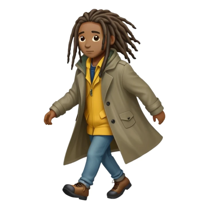 Black person with dreads walking in the rain sticker
