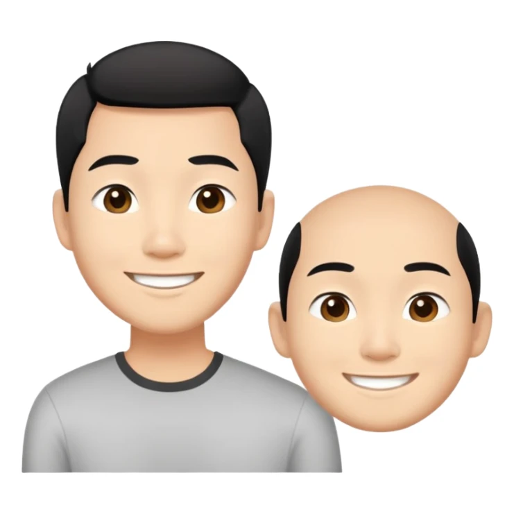 Asian man with short black hair, friendly smile, Josh Lim character sticker