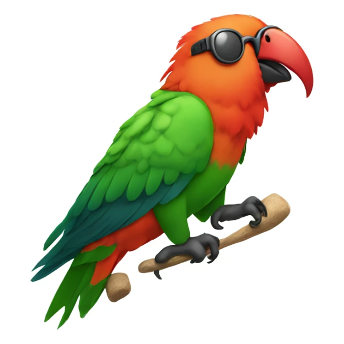 King parrot wearing sunglasses with an umbrella in the tain sticker