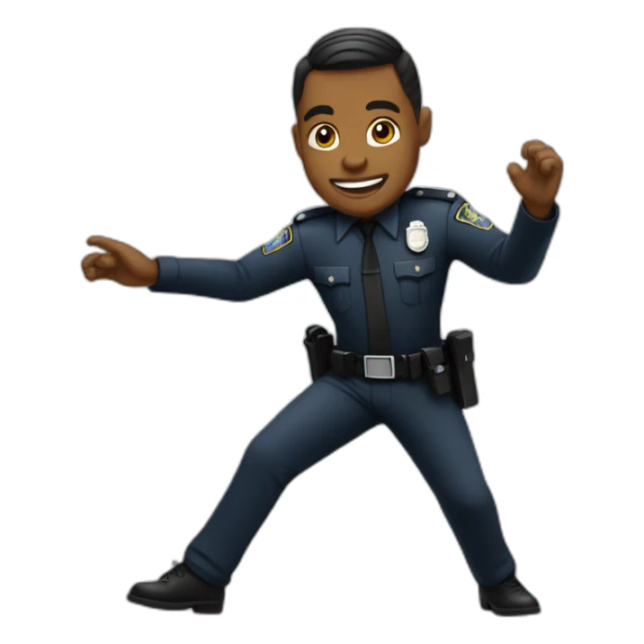 black police officer with tied hair dancing sticker