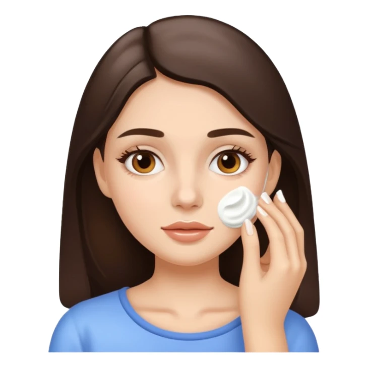 white brunette girl applying cream on face sticker