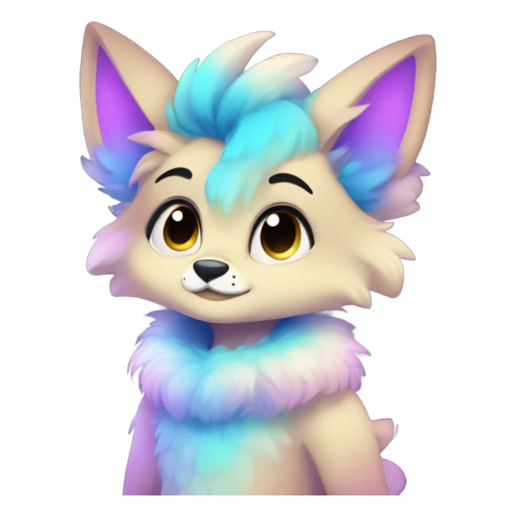 Adorable innocent cute gradient-Sparkle-nebula-fursona anthropomorphic furry full body sticker