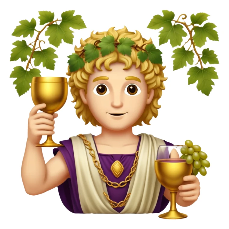 Bacchus Roman god of wine with grape vines and goblet sticker
