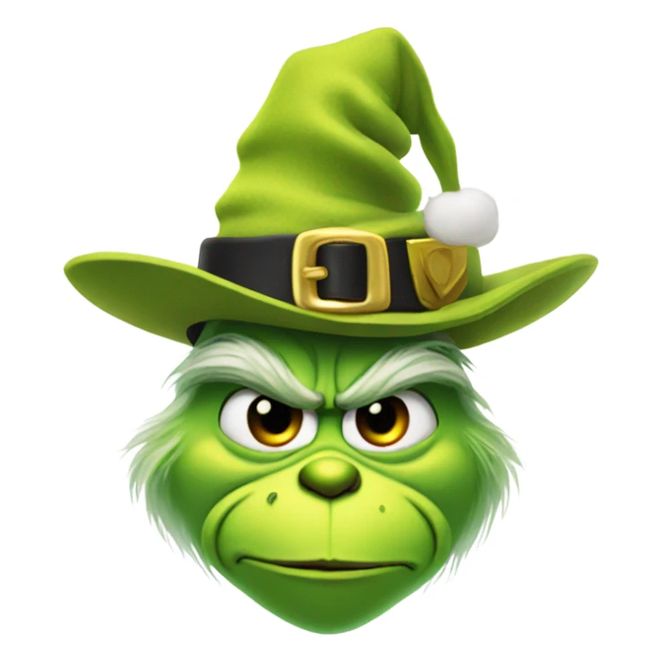 Grinch wearing a pilgrim hat with a gold buckle  sticker