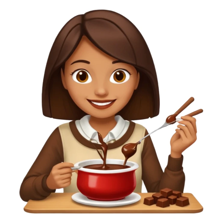 woman eating chocolate fonduefondue sticker