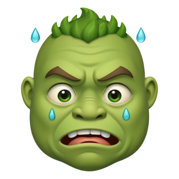 An oger is crying with tears in his eyes sticker