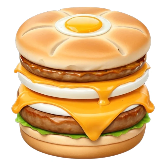 Egg mcmuffin egg sausage cheese in an existing muffin sticker