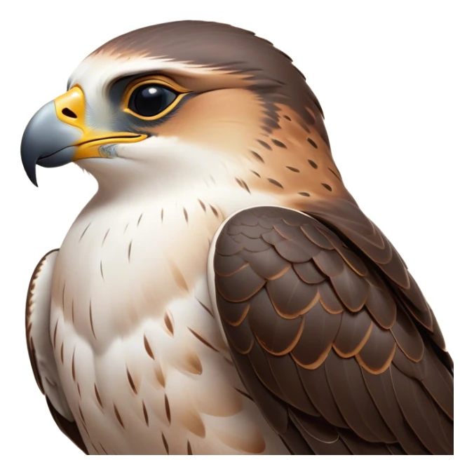Meme-Worthy Cute Sleeping Falcon Portrait Emoji, Head resting peacefully with a contented smile, showcasing a streamlined, powerful form with eyes gently closed in serene slumber and a subtly curved beak, Simplified yet adorably endearing features, highly detailed, glowing with a soft, drowsy light, high shine, relaxed and utterly lovable, stylized with an air of playful laziness, soft glowing outline, capturing the essence of a sleeping falcon that feels destined to become the next viral icon of adorable rest! sticker