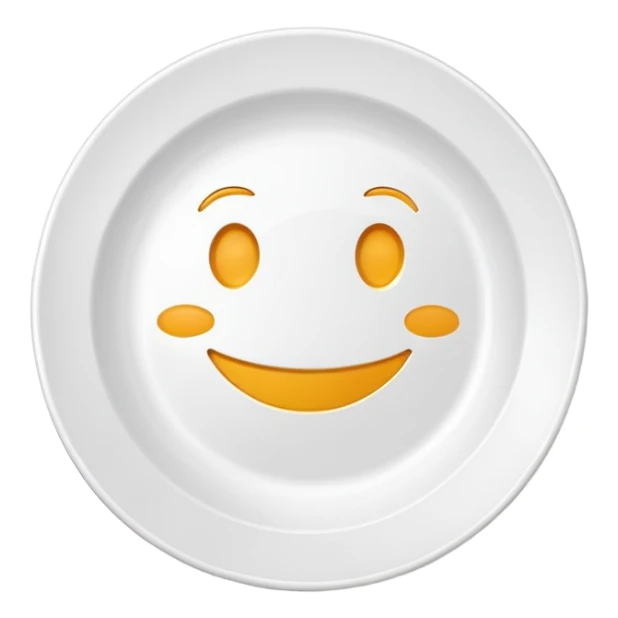 clean empty plate with a happy face, no leftover food, clear and friendly sticker