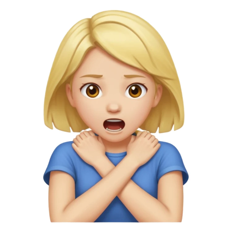 Girl with crossed arms grabbing her neck screaming  sticker