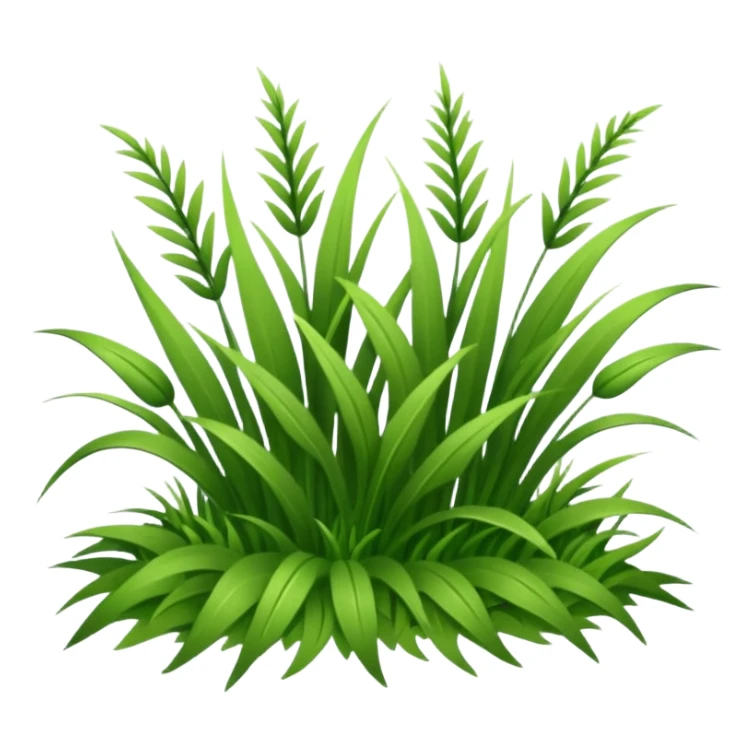 Large sprigs of grass made of felt texture, scrapbooking style, transparent background sticker