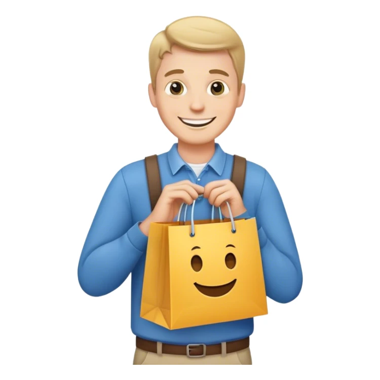 white man going happily with shopping bags sticker